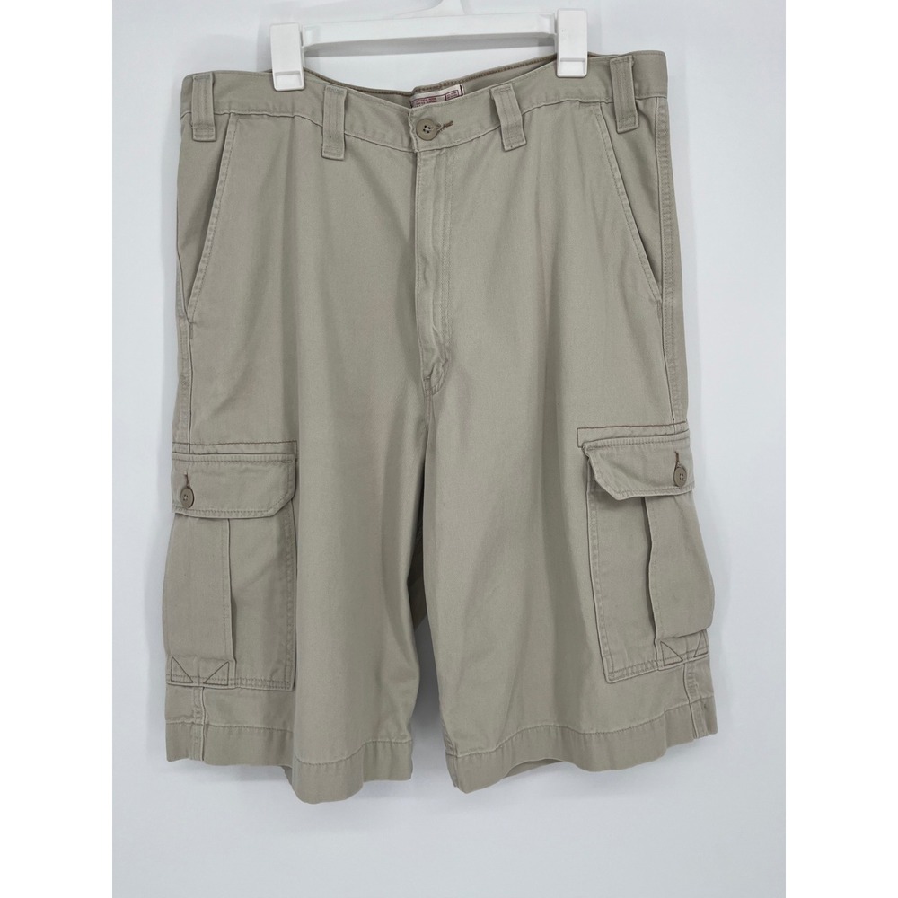 VTG Levi Strauss Signature Cotton Cargo Shorts Men 38 Tan Khaki Relaxed Fit Y2K